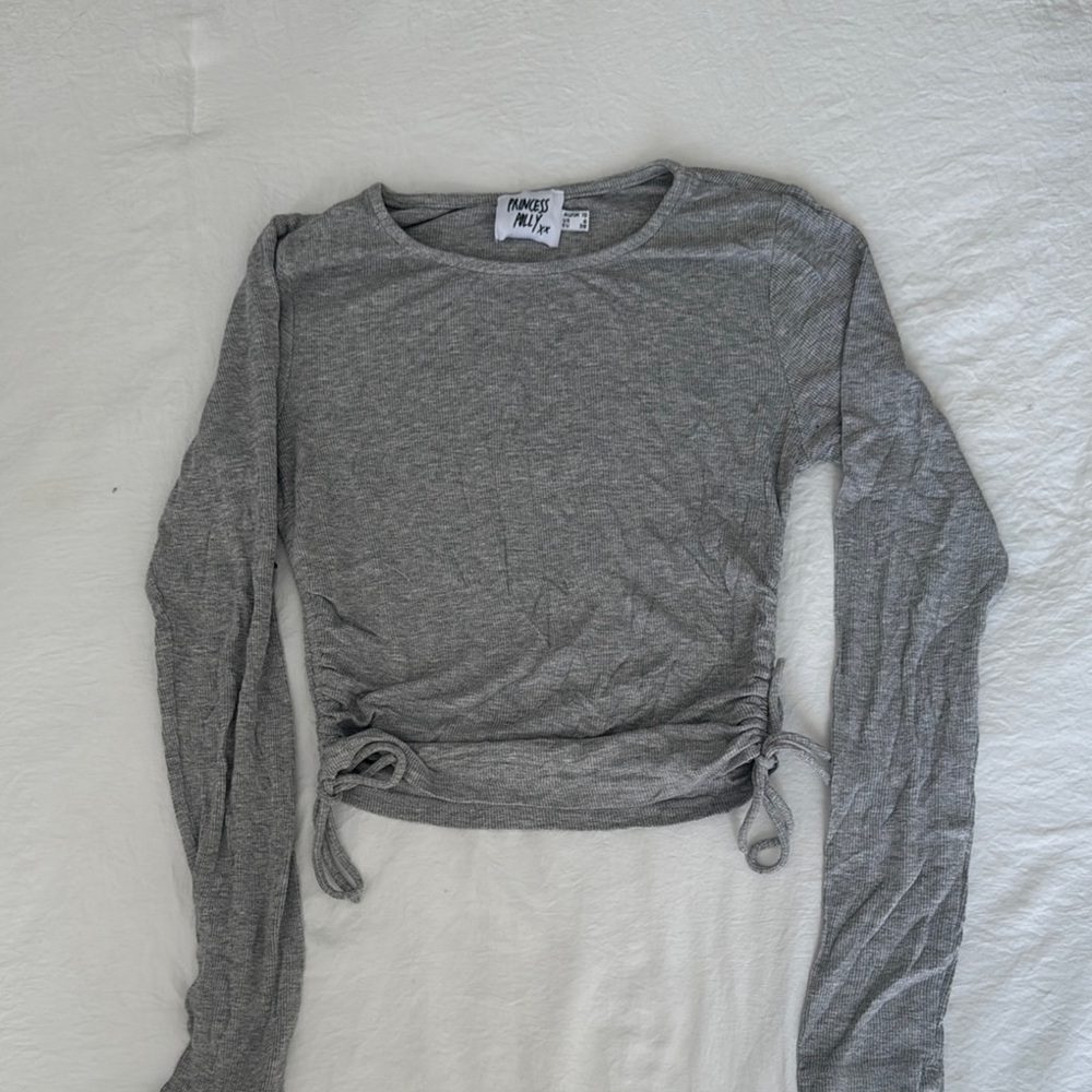 princess polly ribbed gray long sleeve